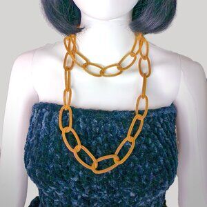 Vintage Gold Stainless Steel Mesh Chain Link Necklace